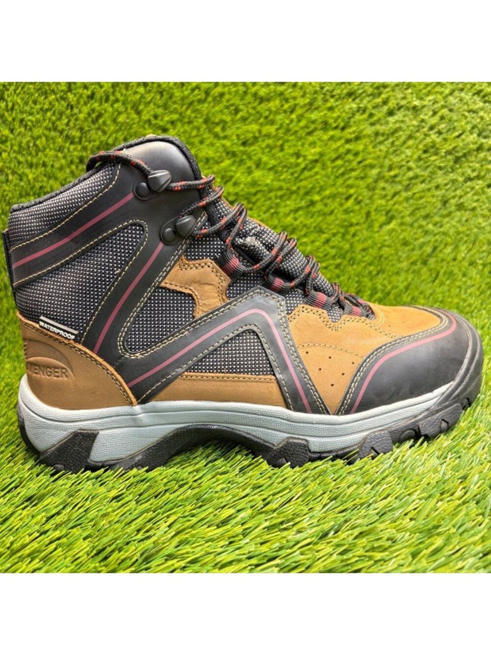 Avenger Crosscut Mid 6" WP EH Mens Size 7.5E Brown Steel Toe Safety Work Boots